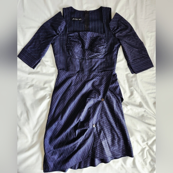 Jennifer Navy Long Sleeve Striped Dress - Picture 1 of 2